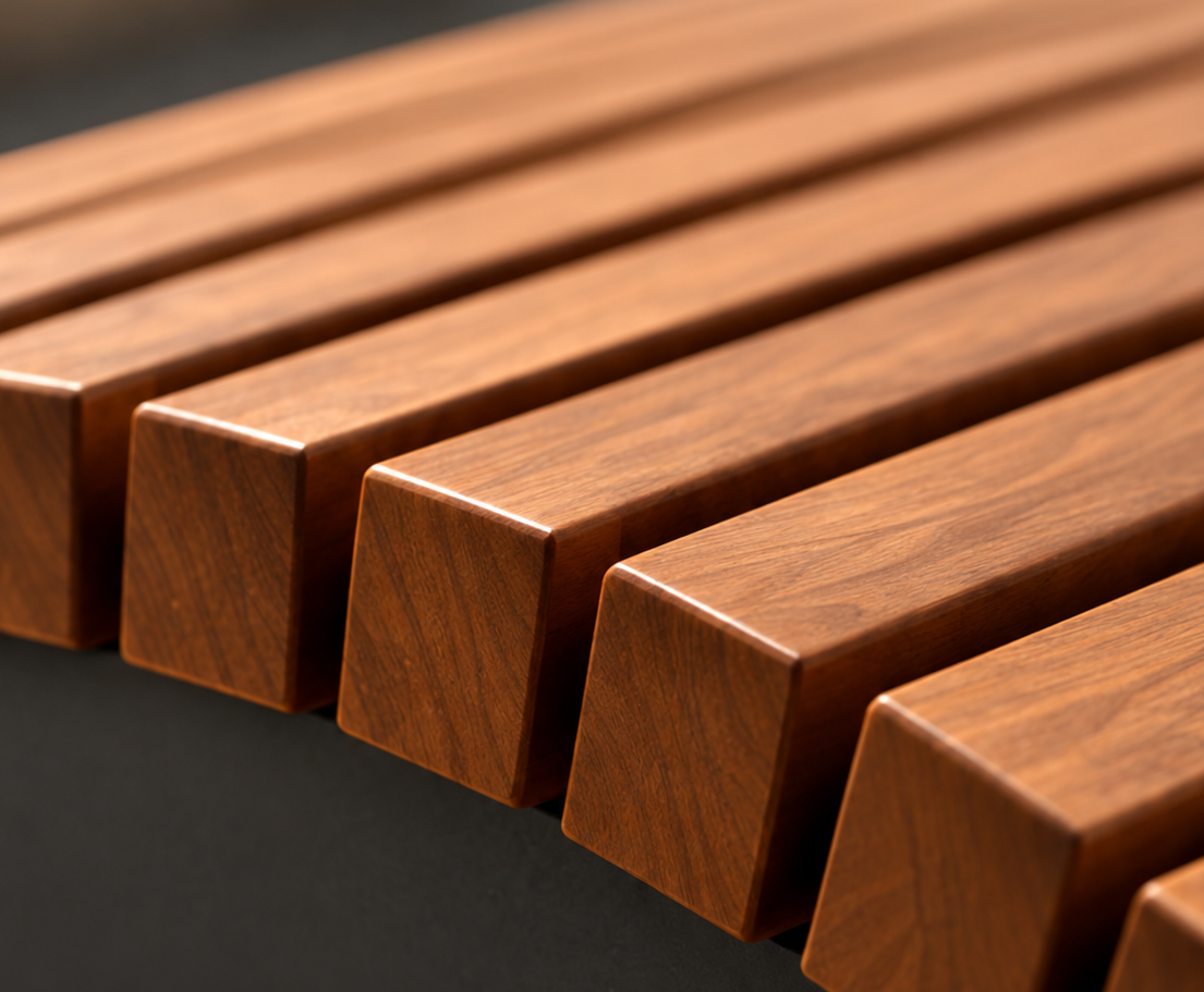 Close-up of hardwood slats